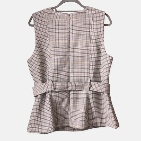 NWT Ann Taylor Petite Women's The Belted Top in Double Glen Check Size 16P - Picture 3 of 9